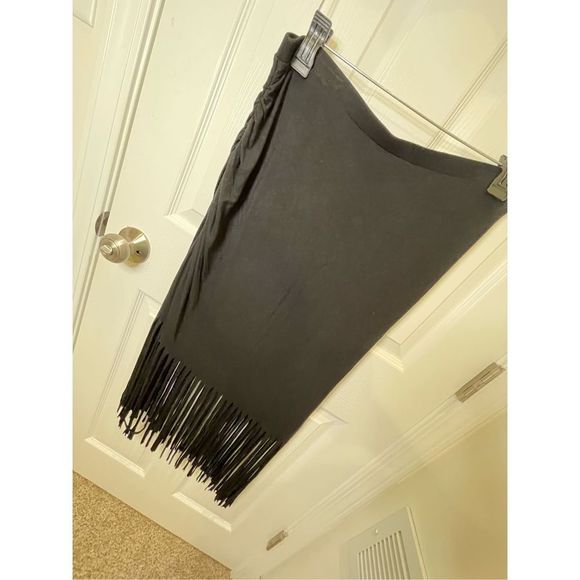 INC International Concepts women’s pencil skirt with fringe black large - Picture 1 of 5